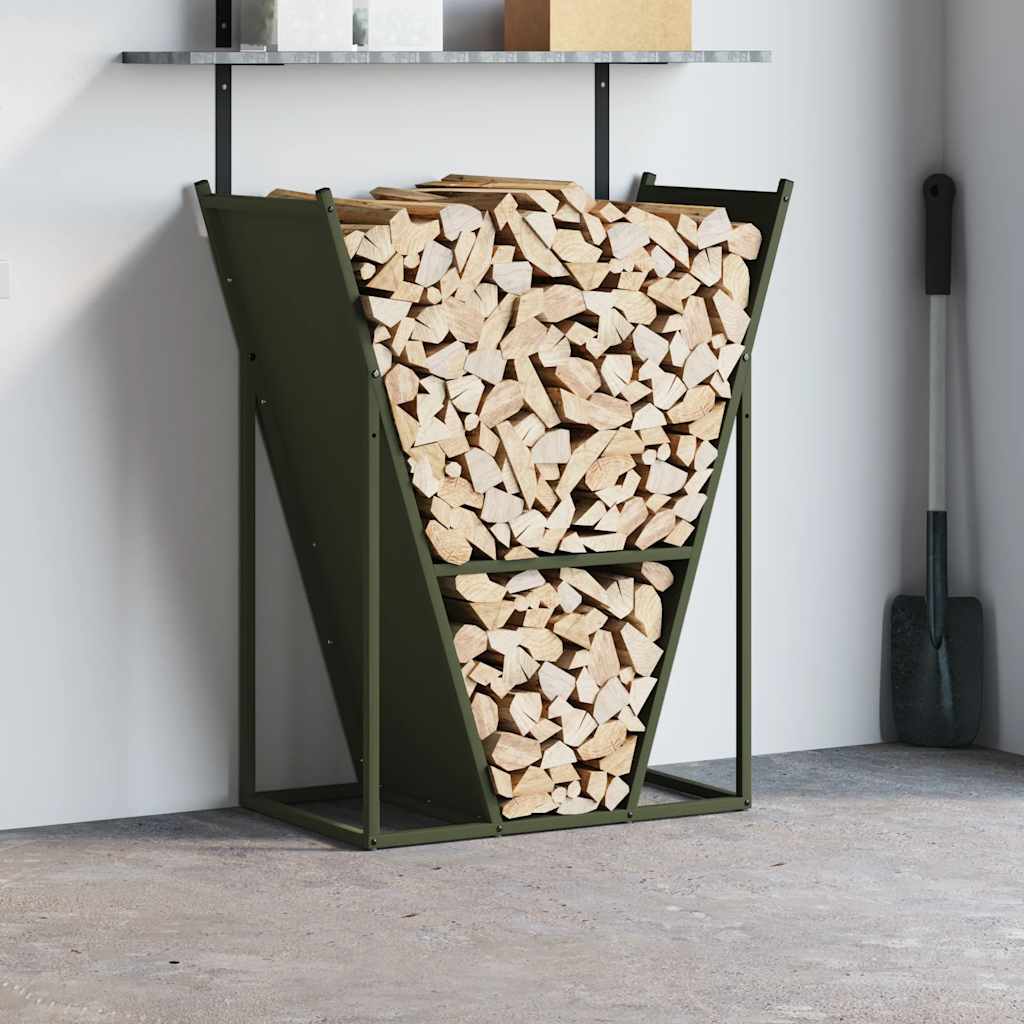 Brandhoutrek 69,5x35x81 cm koudgewalst staal olijfgroen