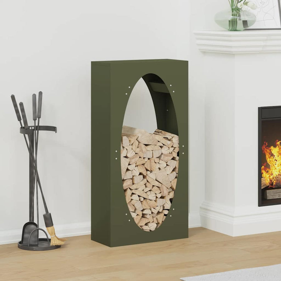 Brandhoutrek 50x23x100 cm koudgewalst staal olijfgroen