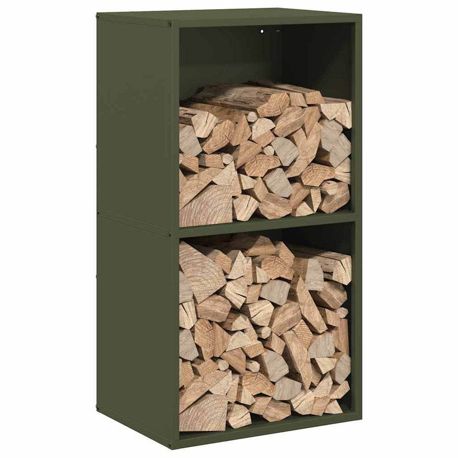 Brandhoutrek 40x30x75 cm koudgewalst staal olijfgroen