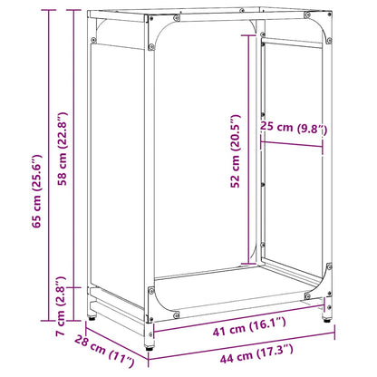 Brandhoutrek 44x28x65 cm koudgewalst staal antracietkleurig