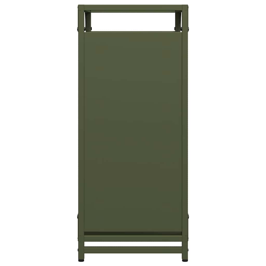 Brandhoutrek 44x28x65 cm koudgewalst staal olijfgroen