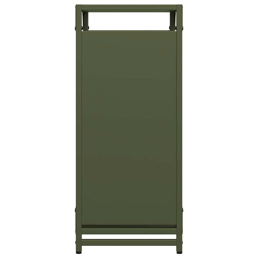 Brandhoutrek 44x28x65 cm koudgewalst staal olijfgroen