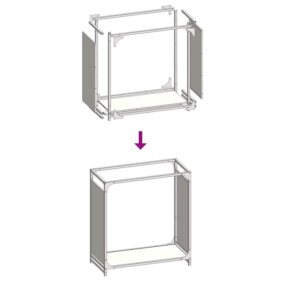 Brandhoutrek 60x28x65 cm koudgewalst staal wit