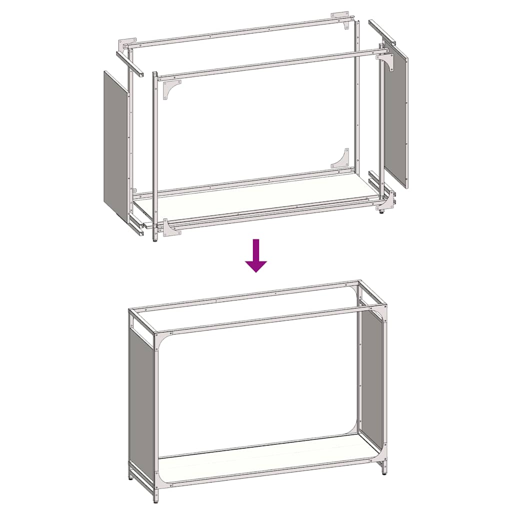 Brandhoutrek 90x28x65 cm koudgewalst staal wit