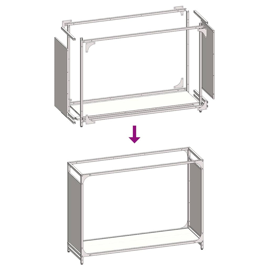 Brandhoutrek 90x28x65 cm koudgewalst staal wit