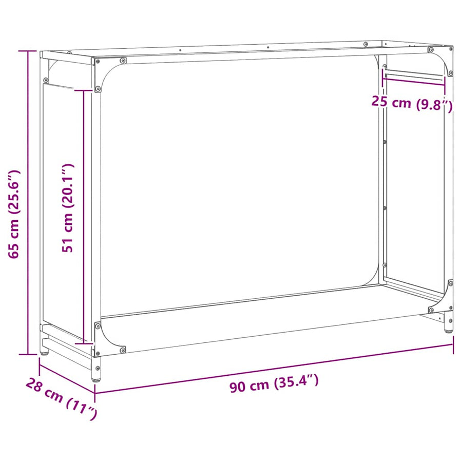 Brandhoutrek 90x28x65 cm koudgewalst staal wit