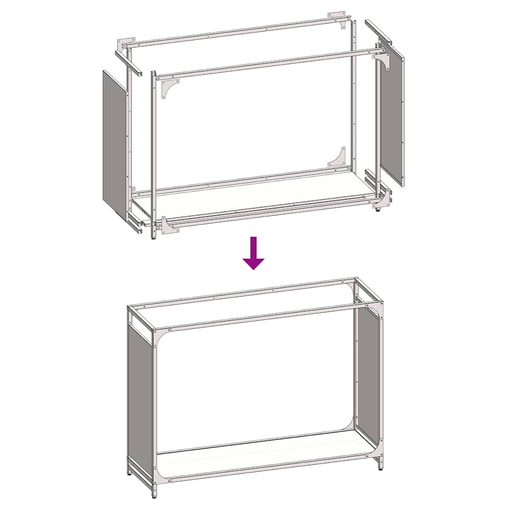 Brandhoutrek 90x28x65 cm koudgewalst staal antracietkleurig