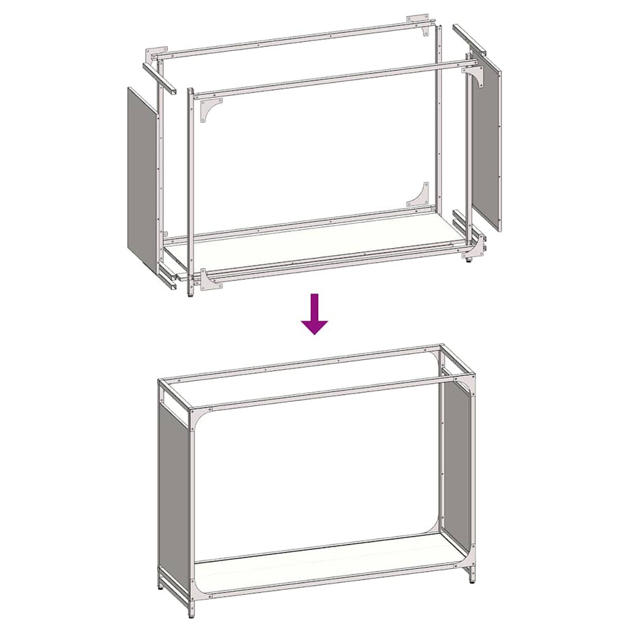 Brandhoutrek 90x28x65 cm koudgewalst staal antracietkleurig