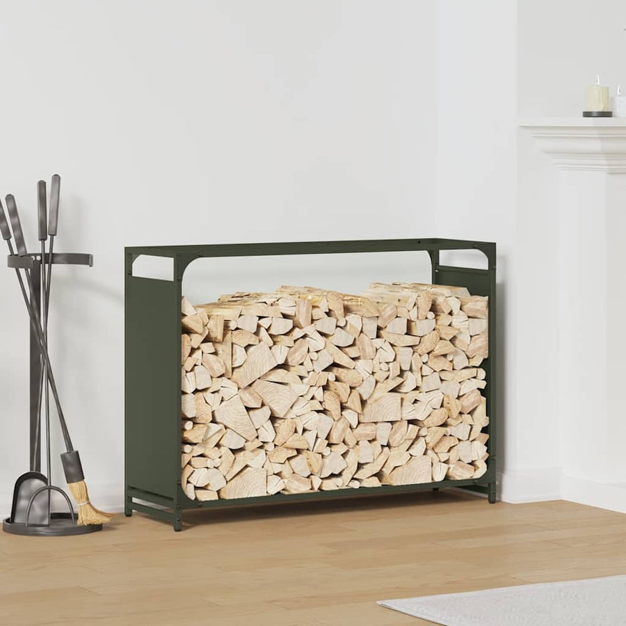 Brandhoutrek 90x28x65 cm koudgewalst staal olijfgroen