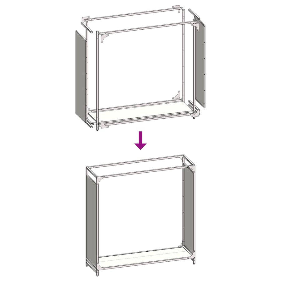 Brandhoutrek 90x28x90 cm koudgewalst staal wit
