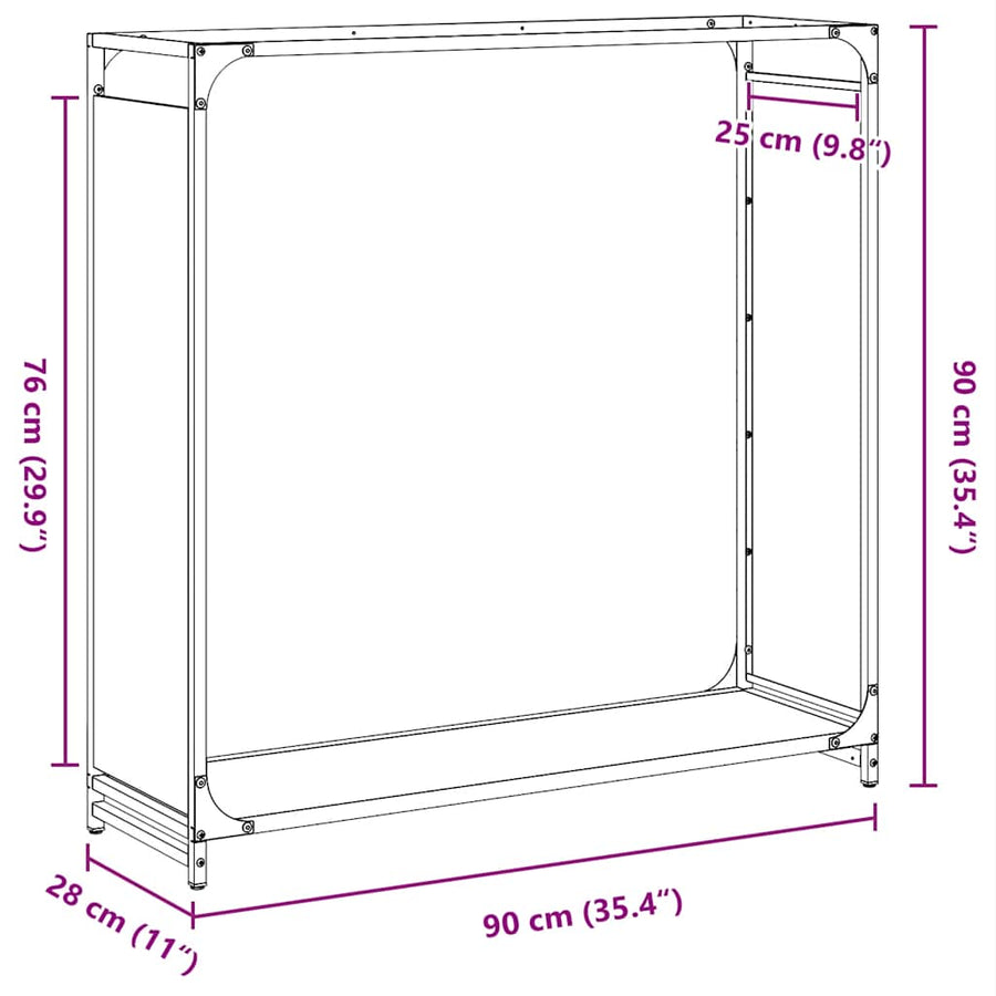 Brandhoutrek 90x28x90 cm koudgewalst staal wit