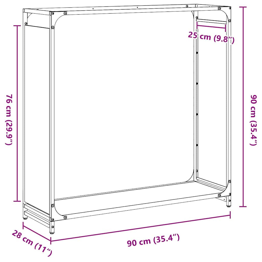 Brandhoutrek 90x28x90 cm koudgewalst staal antracietkleurig