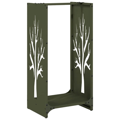 Brandhoutrek 40x30x80 cm koudgewalst staal olijfgroen