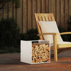 Firewood rack 40x40x40 cm cold-rolled steel white