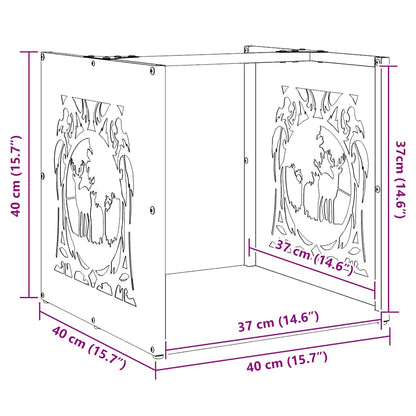 Brandhoutrek 40x40x40 cm koudgewalst staal antracietkleurig