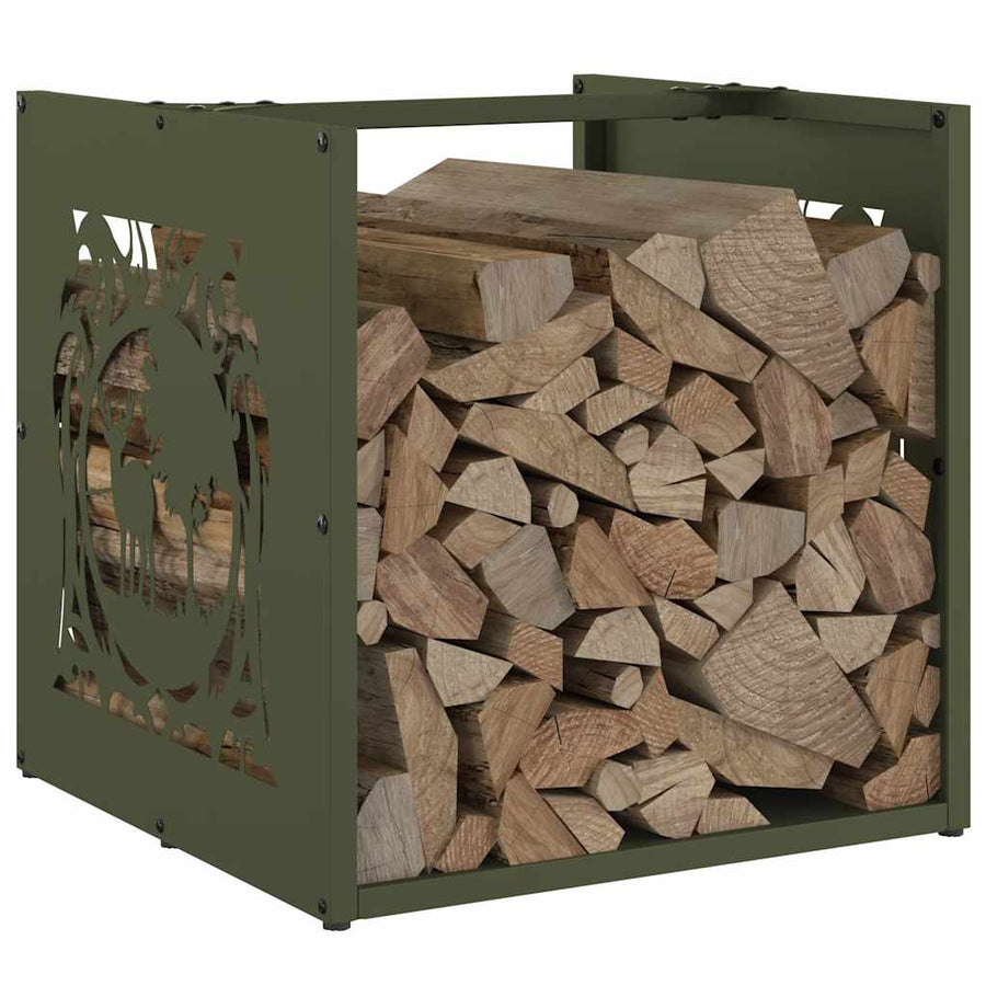 Brandhoutrek 40x40x40 cm koudgewalst staal olijfgroen
