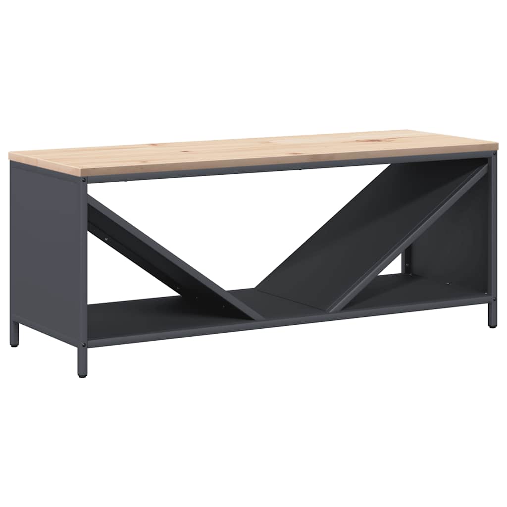 Brandhoutrek met houten blad 100,5x35,5x40 cm antracietkleurig