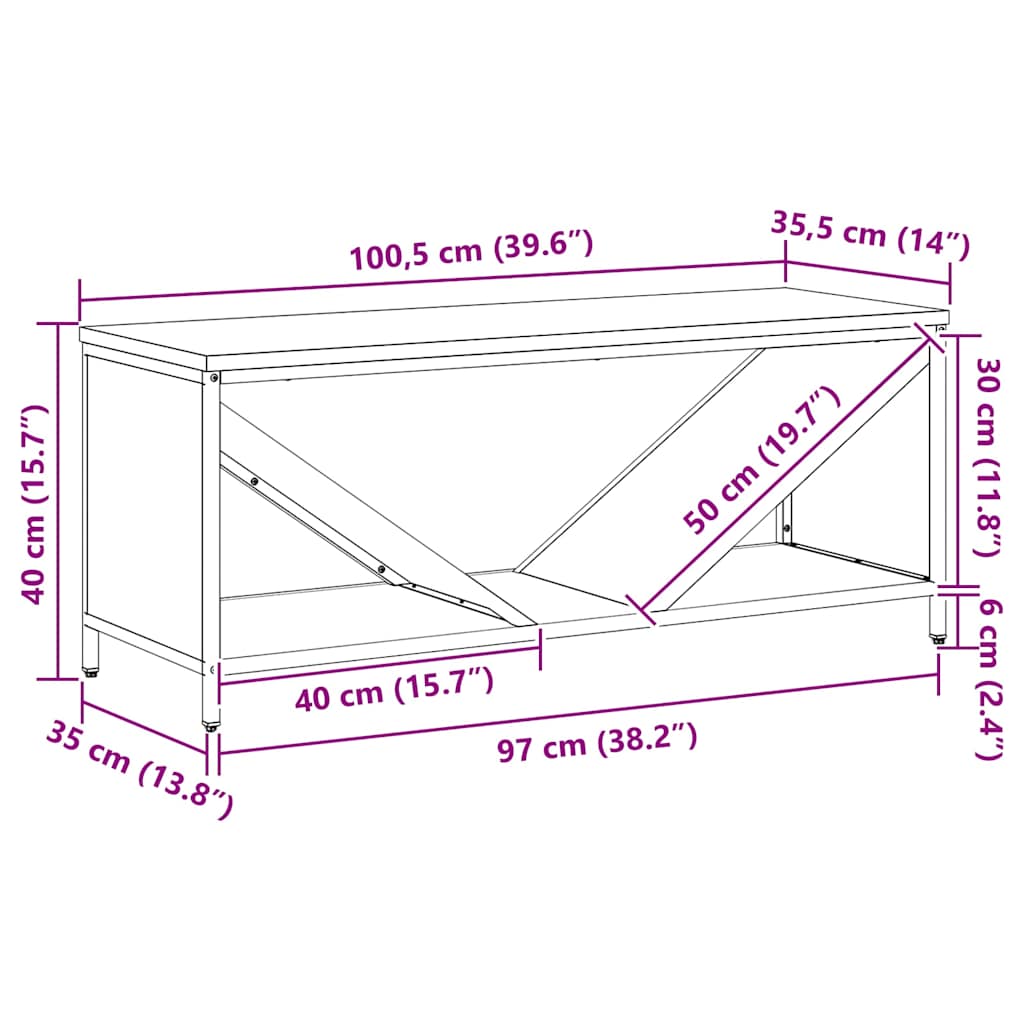 Brandhoutrek met houten blad 100,5x35,5x40 cm antracietkleurig