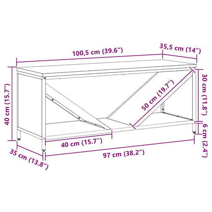 Brandhoutrek met houten blad 100,5x35,5x40 cm antracietkleurig