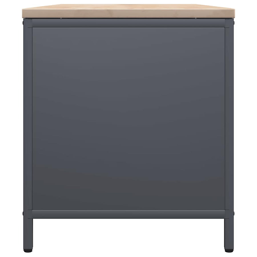 Brandhoutrek met houten blad 100,5x35,5x40 cm antracietkleurig