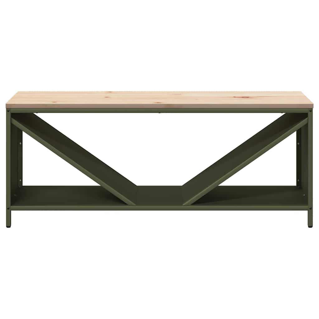 Brandhoutrek Met Houten Blad 100,5X35,5X40 Cm Olijfgroen