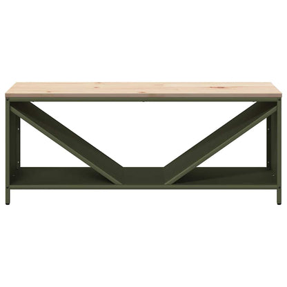 Brandhoutrek Met Houten Blad 100,5X35,5X40 Cm Olijfgroen