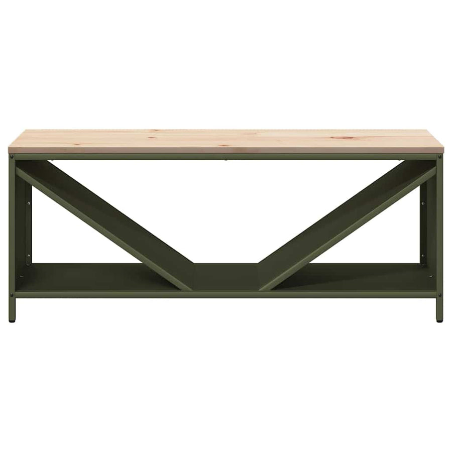Brandhoutrek Met Houten Blad 100,5X35,5X40 Cm Olijfgroen