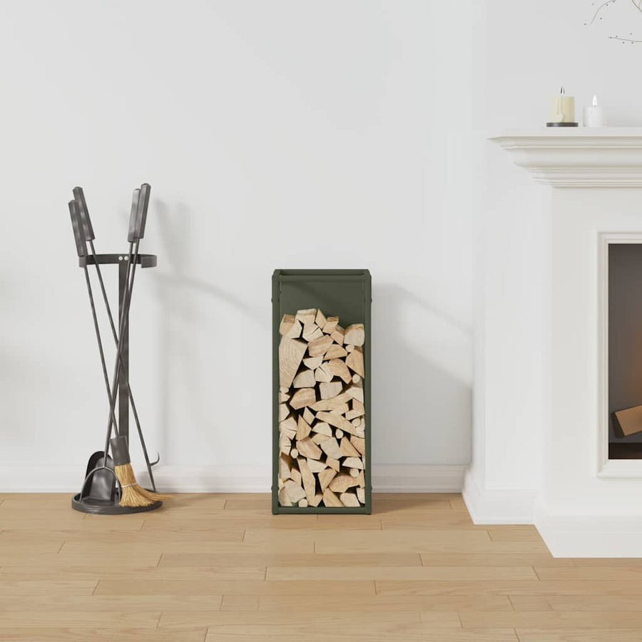Brandhoutrek 25x25x60 cm koudgewalst staal olijfgroen