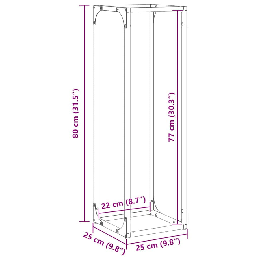 Brandhoutrek 25x25x80 cm koudgewalst staal wit