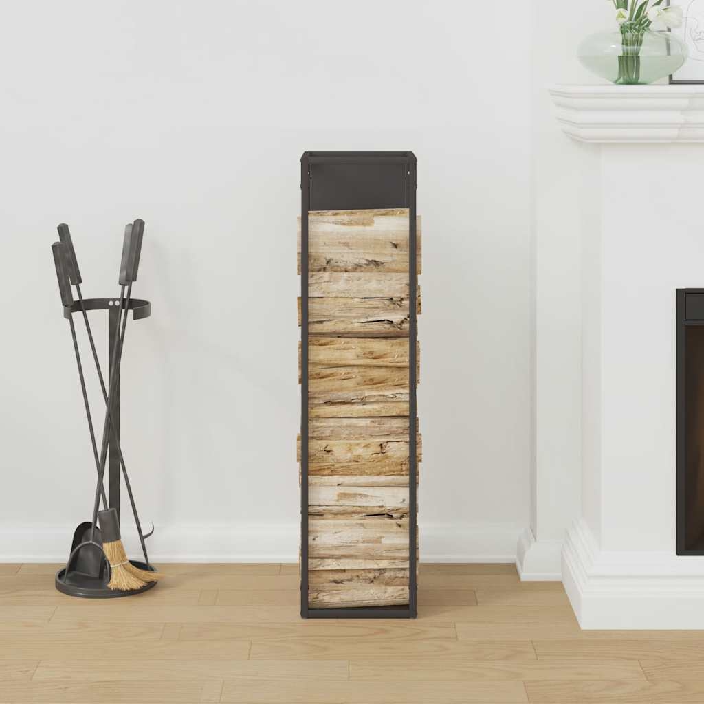 Brandhoutrek Koudgewalst Staal 25 x 25 x 100 cm Zwart