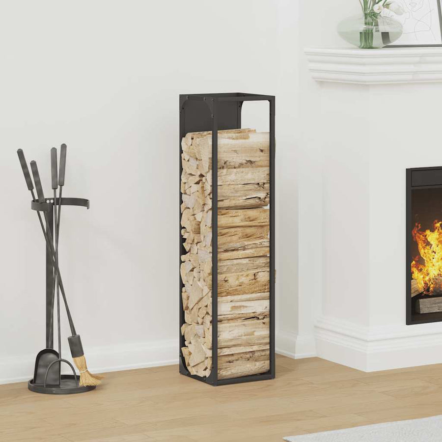 Brandhoutrek Koudgewalst Staal 25 x 25 x 100 cm Zwart