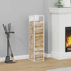Firewood rack 25x25x100 cm cold-rolled steel white