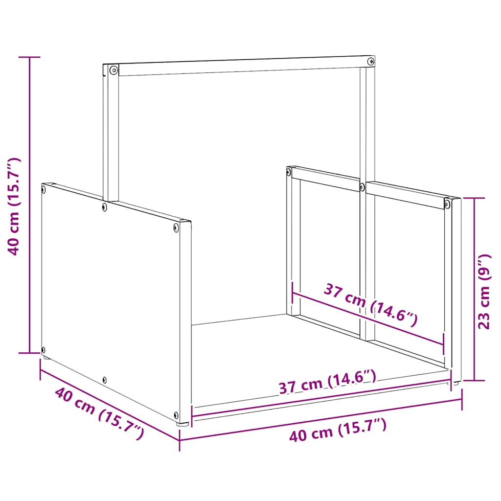 Brandhoutrek 40x40x40 cm koudgewalst staal wit