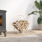 Firewood rack 50x25x50 cm cold-rolled steel white