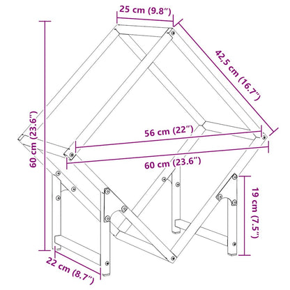 Brandhoutrek 60x25x60 cm koudgewalst staal olijfgroen