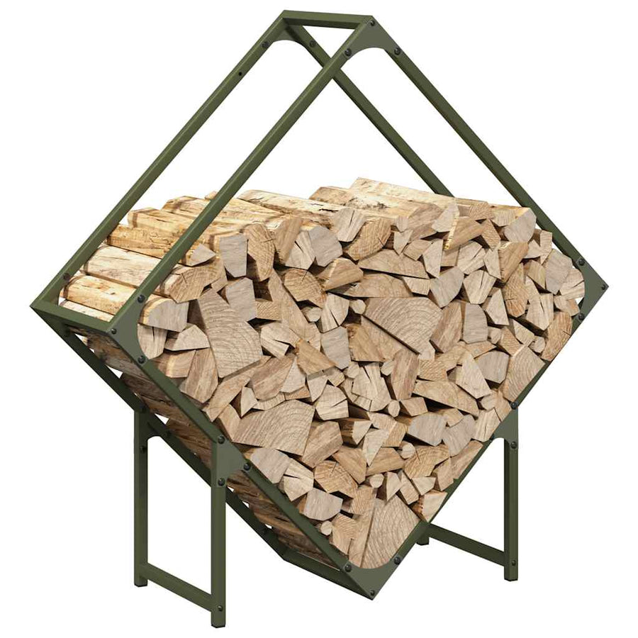 Brandhoutrek 80x25x80 cm koudgewalst staal olijfgroen