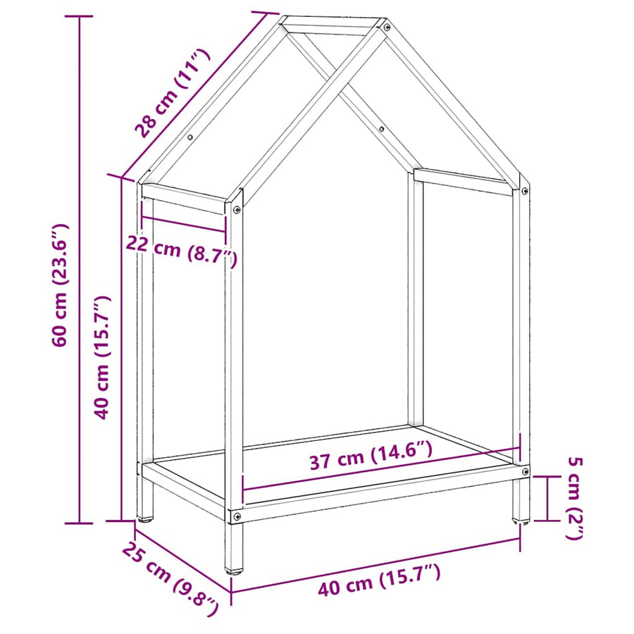 Brandhoutrek 40x25x60 cm koudgewalst staal wit