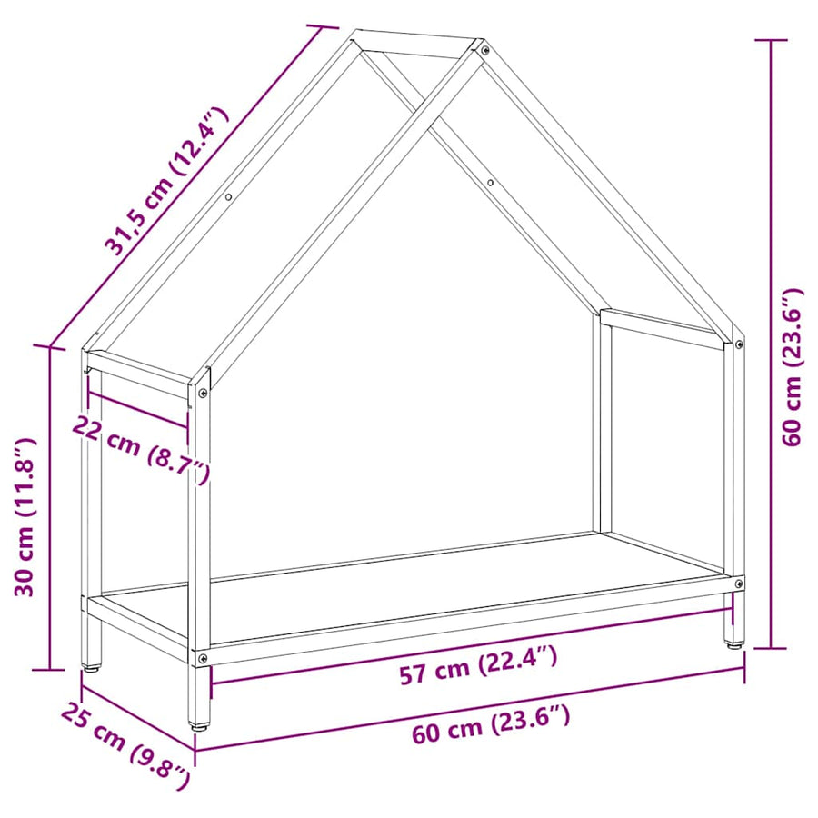 Brandhoutrek 60x25x60 cm koudgewalst staal zwart