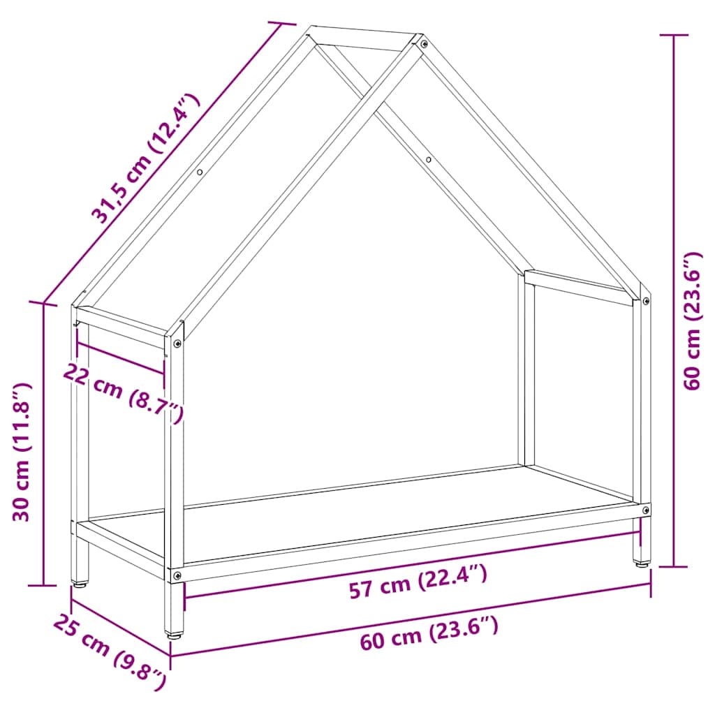 Brandhoutrek 60x25x60 cm koudgewalst staal wit