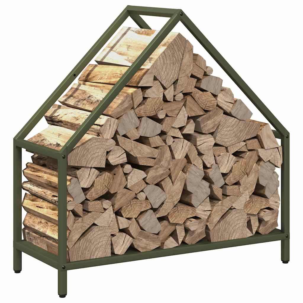 Brandhoutrek 60x25x60 cm koudgewalst staal olijfgroen