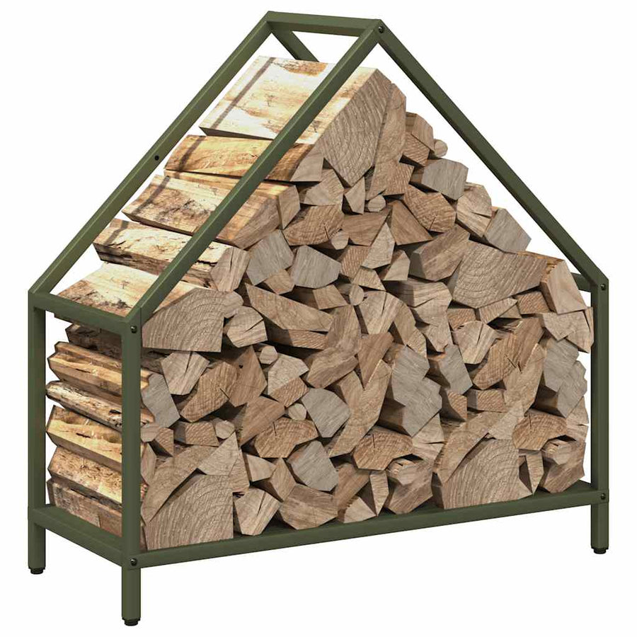 Brandhoutrek 60x25x60 cm koudgewalst staal olijfgroen