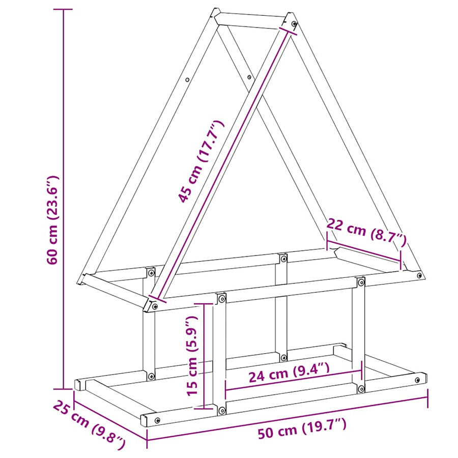 Brandhoutrek 50x25x60 cm koudgewalst staal antracietkleurig