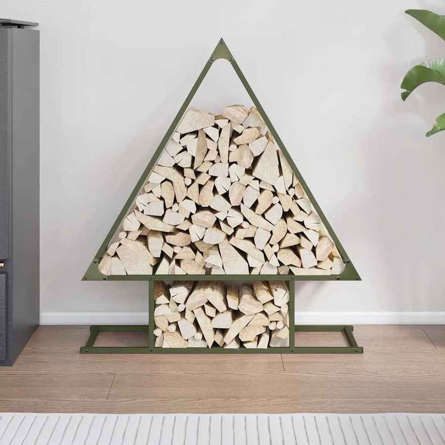 Brandhoutrek olijfgroen 80x25x90 cm koudgewalst staal