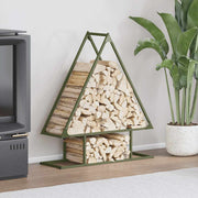 Brandhoutrek 80x25x90 cm olijfgroen staal