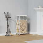 Firewood rack 34x25x70 cm cold-rolled steel white