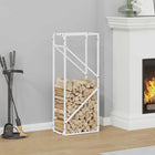 Firewood rack 40x25x100 cm cold-rolled steel white