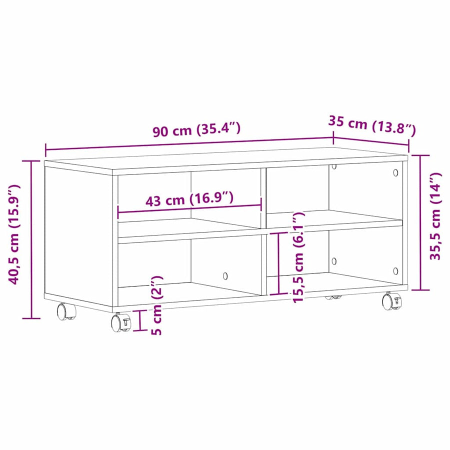 TV-kast Bruin 90 x 35 x 40,5 cm Bewerkt hout
