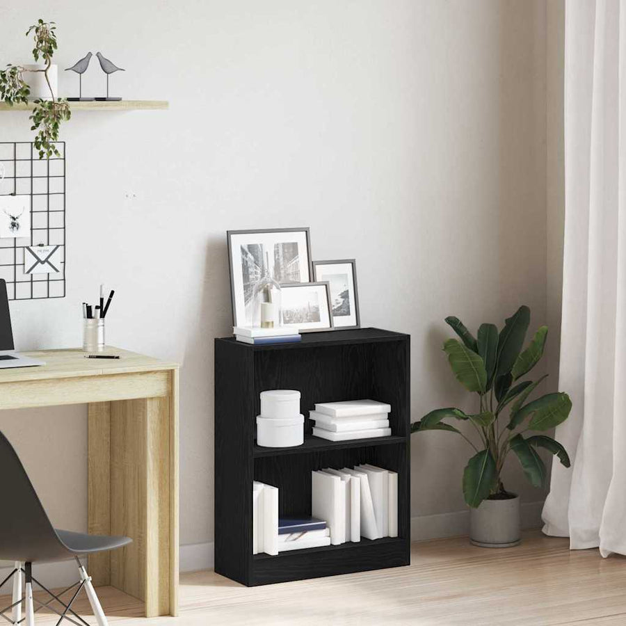 Boekenkast Zwart Eiken 60 x 24 x 76 cm Bewerkt hout