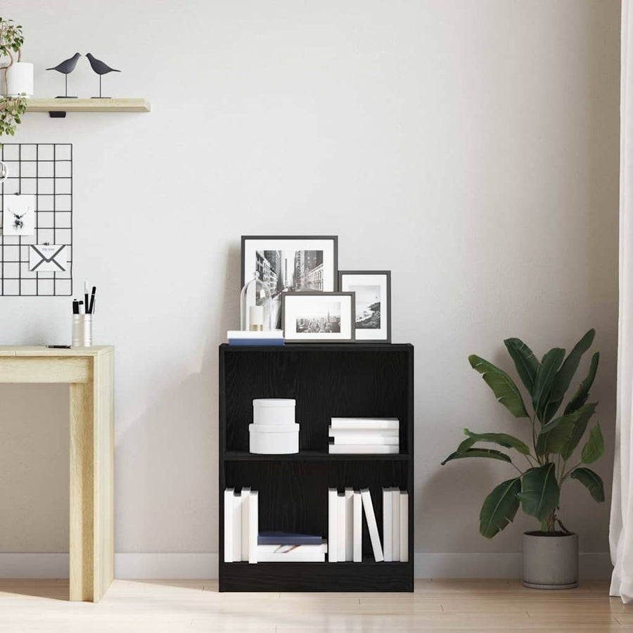 Boekenkast Zwart Eiken 60 x 24 x 76 cm Bewerkt hout