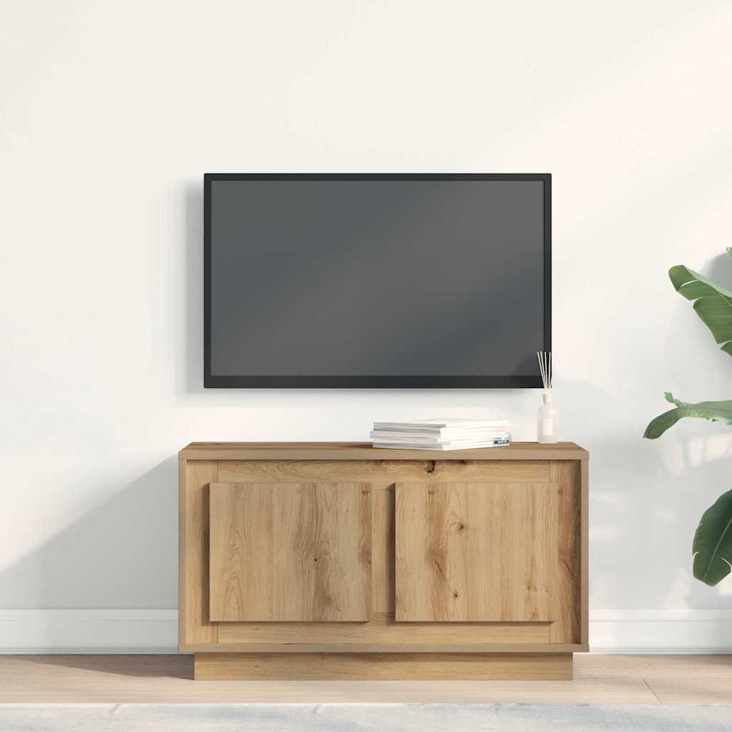 TV-kast artisanaal eikenkleurig 80 x 35 x 45 cm Bewerkt hout